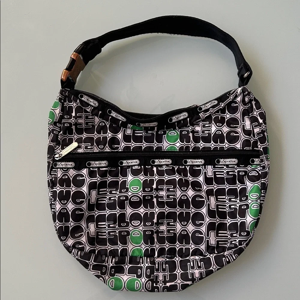 LeSportsac Black and Green Graphic Classic Hobo Bag
